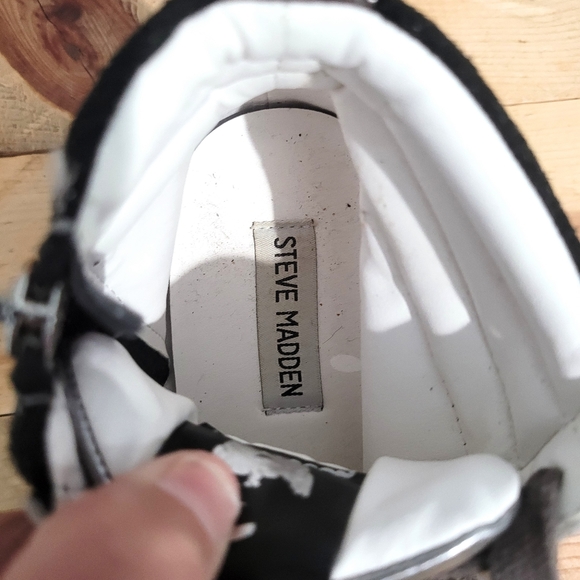 Steve Madden Serena Mixed Media High Top Sneakers NY90 Glitter Zip Shoes… - Picture 10 of 12